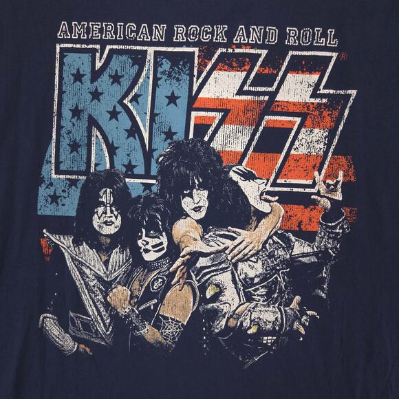 Kiss Band American Rock And Roll Sleeveless T Shirt Mens Size Large L Blue - Picture 4 of 9